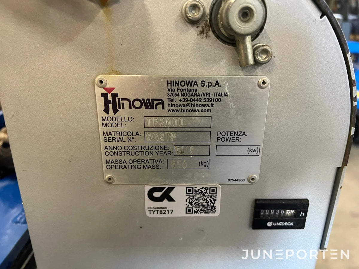 Vakuumlyft / Stenlyft Hinowa TP2000